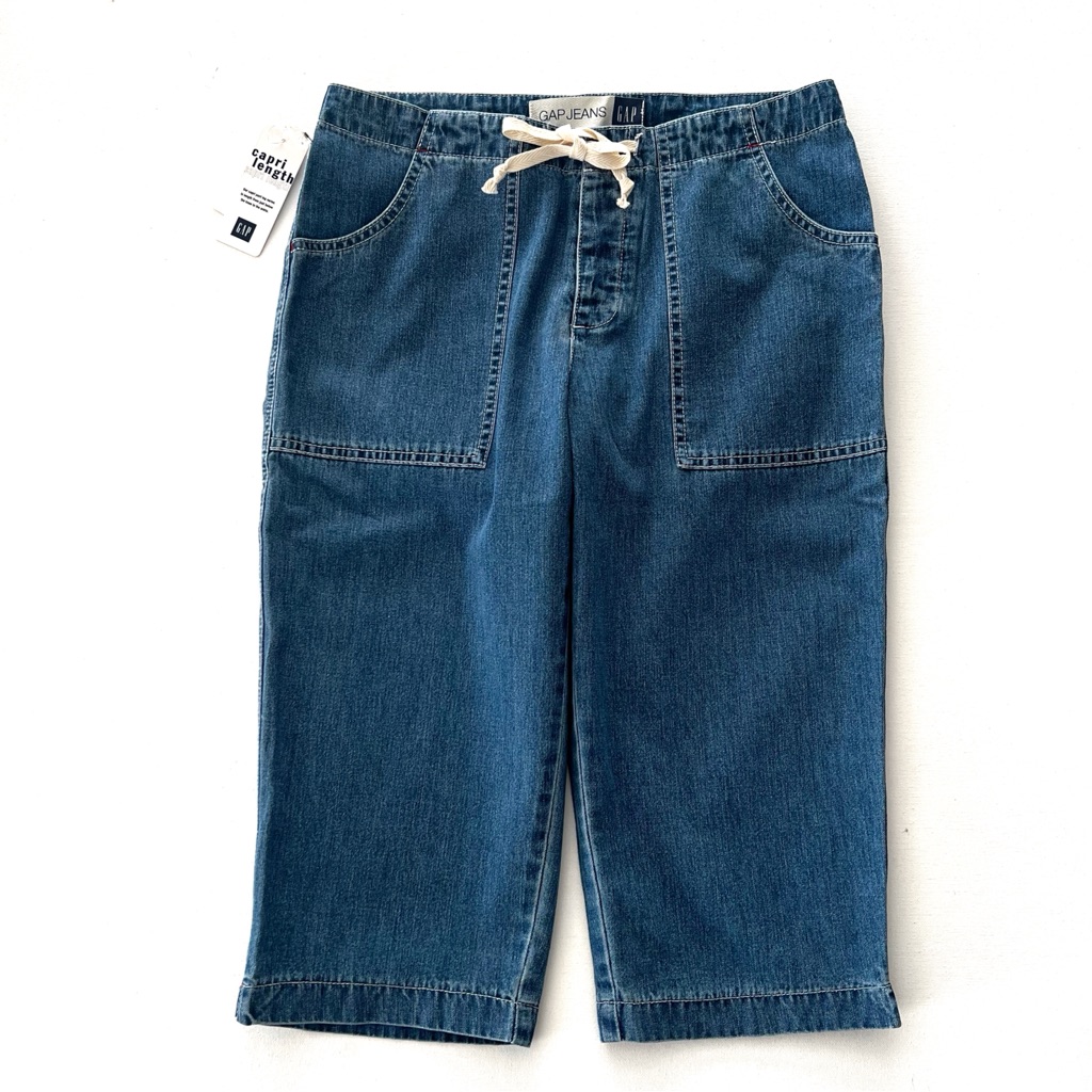 Gap Denim Capris Relaxed Straight Fit In Medium Wash